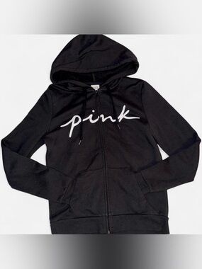PINK Victoria’s Secret Black Full Zip Y2K Hoodie XS